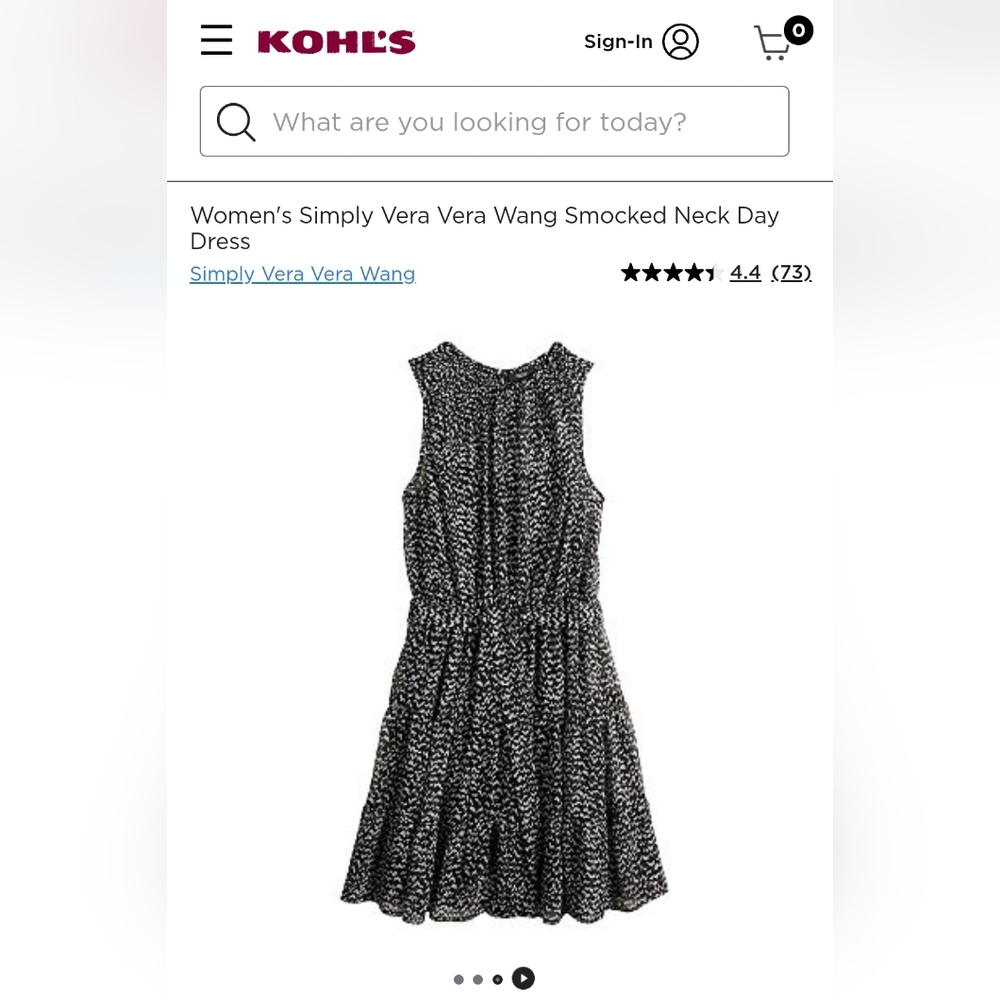 Women's Simply Vera Vera Wang Smocked Neck Day Dress, Size: XL, Black/White